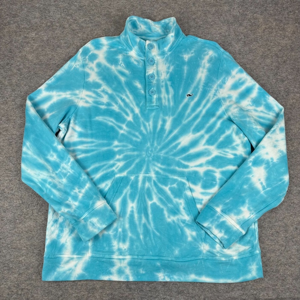 Vineyard Vines Sun-washed Tie Dye Pullover Turqouise Blue Mens Medium M